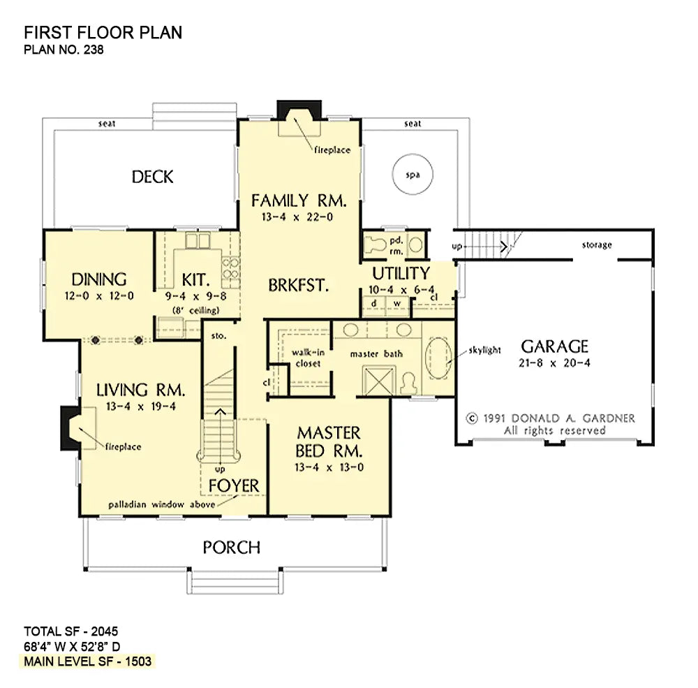 This is the first floor plan image for country house plan 238 The Berryhill