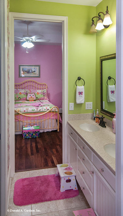 Double vanity jack and jill bathroom. The Birchwood plan 1239.