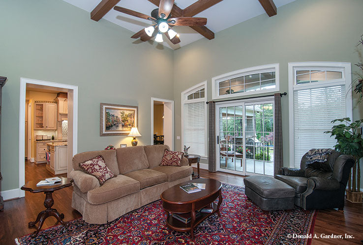 Sliding glass doors in the great room leading to rear patio. The Birchwood plan 1239.