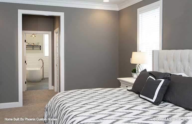 View into the master bath from the bed. Blarney plan 1424 