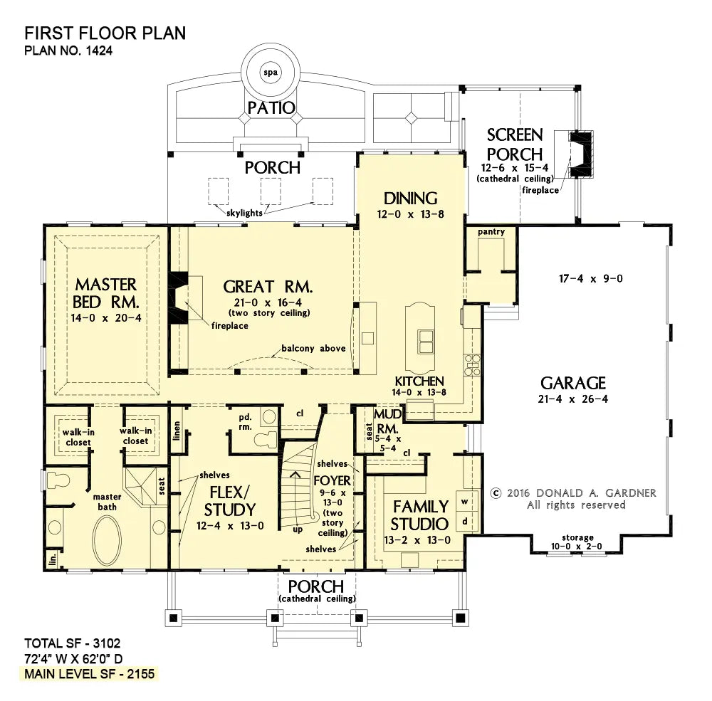 This is the first floor plan image for Modern Farmhouse house plan 1424 The Blarney