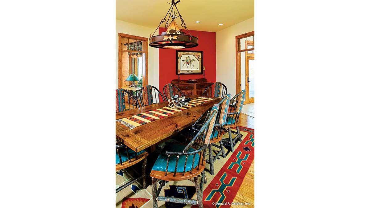 This is a photograph of the dining room of craftsman house plan 1130 The Blue Ridge as built by a customer