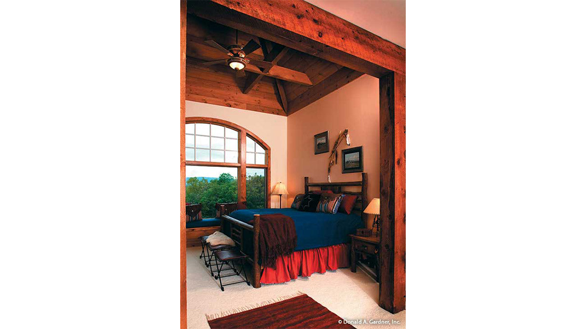 This is a photograph of the master bedroom suite of craftsman house plan 1130 The Blue Ridge as built by a customer