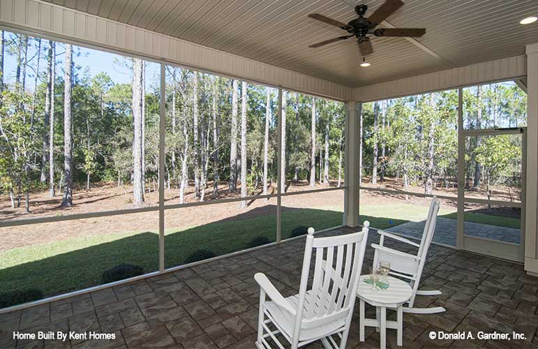 Rear porch picture as styled by customer of cottage house plan 1302 The Bluestone