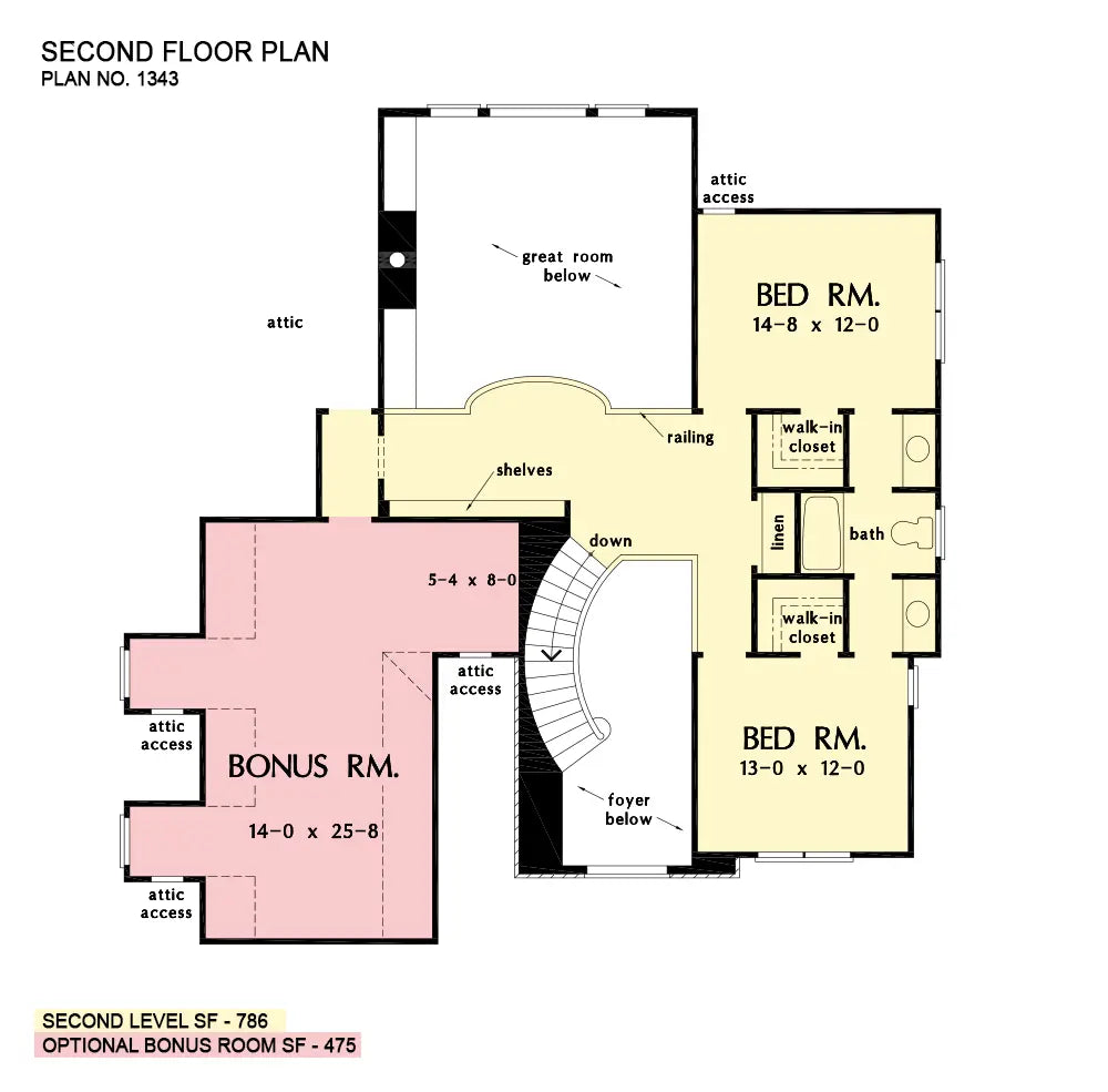 This is the second floor plan image for family house plan 1343 The Braxton