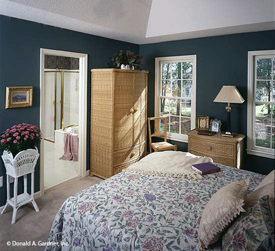 This is a photograph of the master bedroom of simple house plan 350 The Brennan as built by a customer