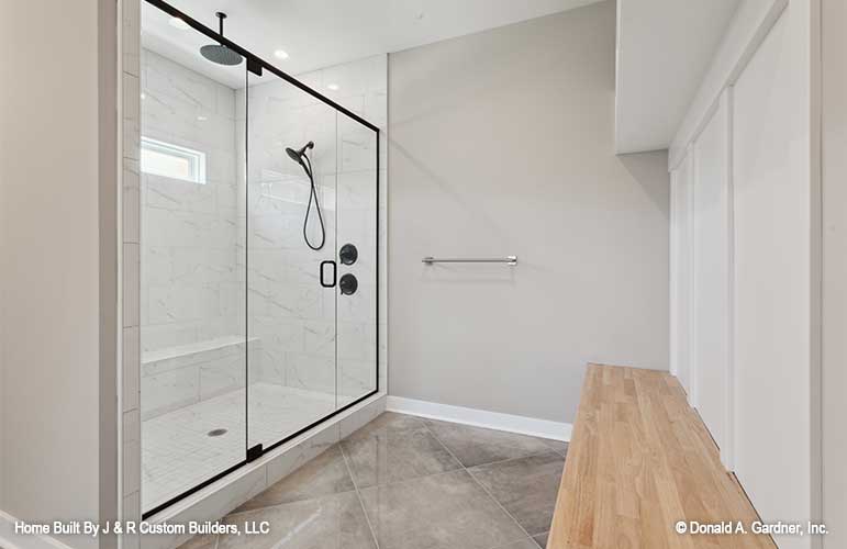 Walk-in shower in the master bathroom. The Brielle plan 1233.