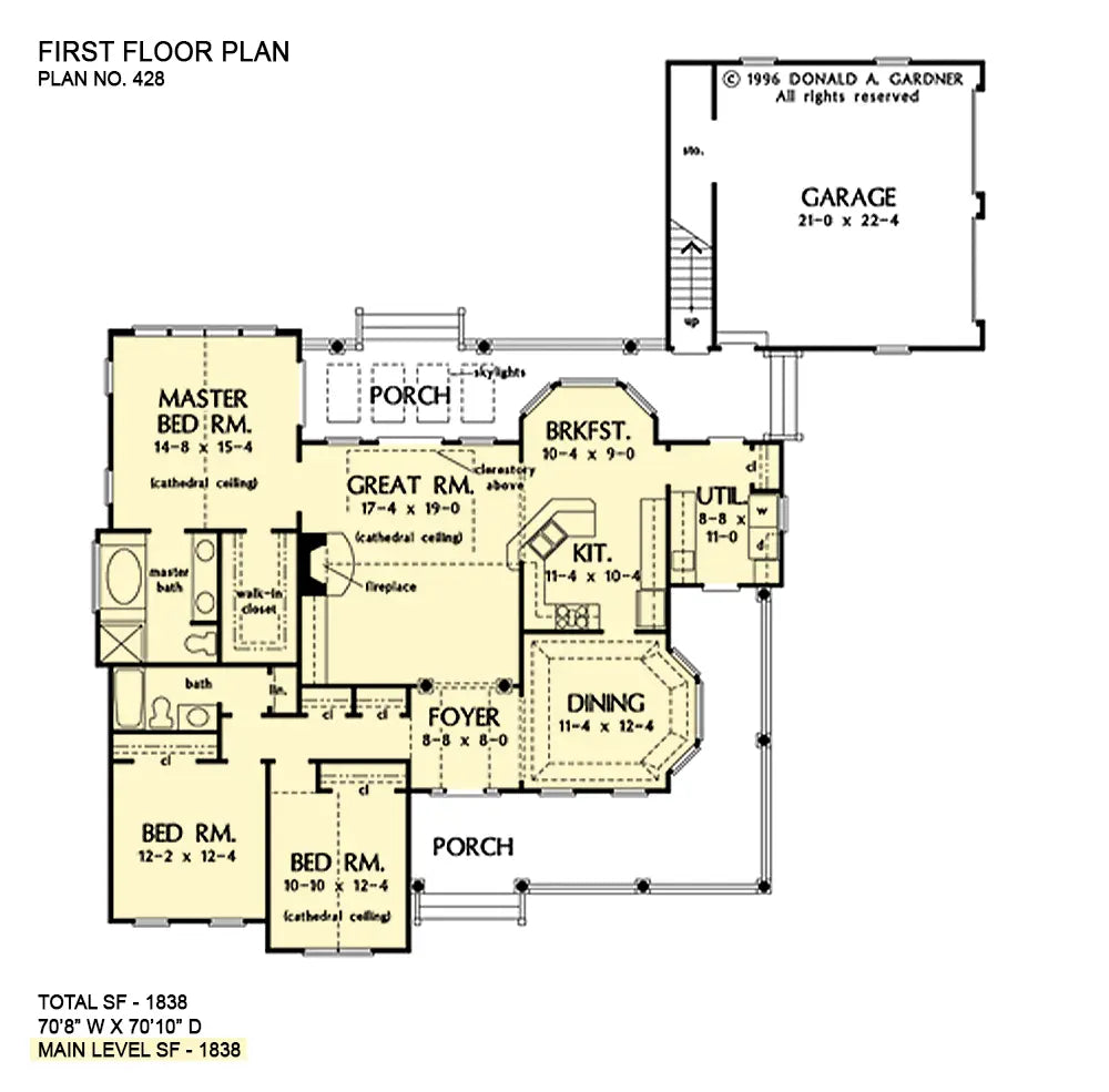 This is the first floor plan image for one story house plan 428 The Brighton