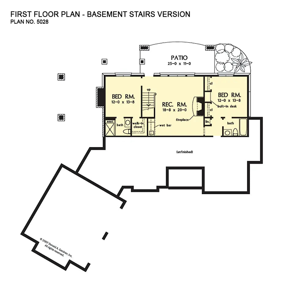 This is the basement floor plan image for mountain house plan 5028 The Broadleaf