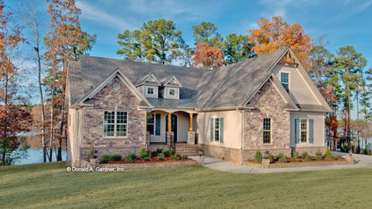 This is a photograph of a different angle of the front of craftsman house plan 1340 The Brodie