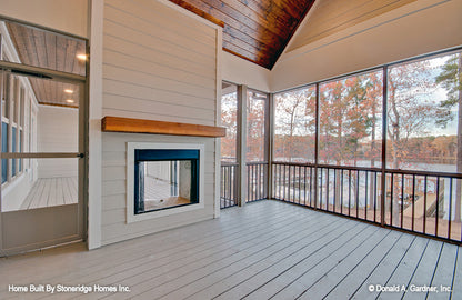 Screen porch with rear view picture for house plan 1340 The Brodie