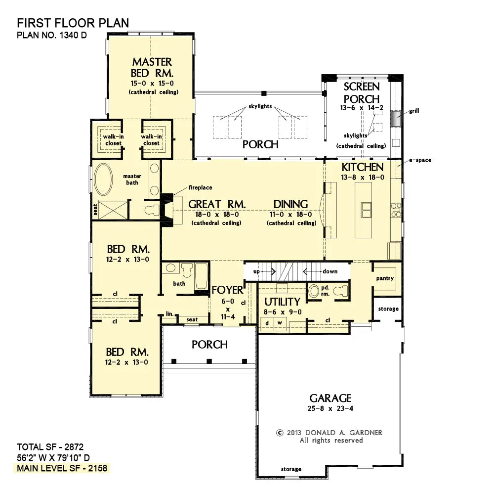 This is the first floor plan image for craftsman house plan 1340 The Brodie