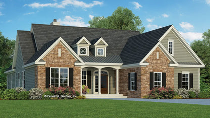 This is an illustration of the front of craftsman house plan 1340 The Brodie