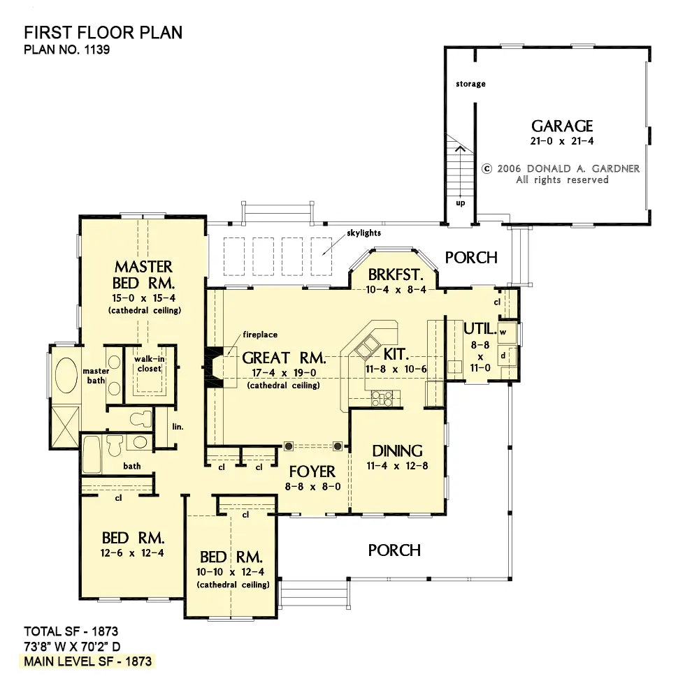 This is the first floor plan image for cottage house plan 1139 The Brunswicke