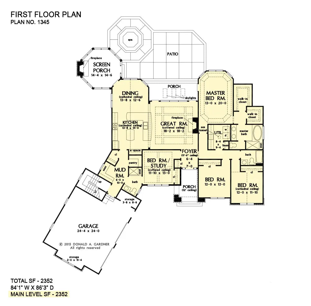 This is the first floor plan image for rustic house plan 1345 The Buckley