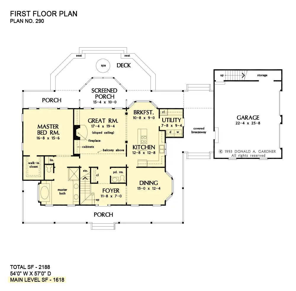 This is the first floor plan image for farmhouse plan 290 The Burgess