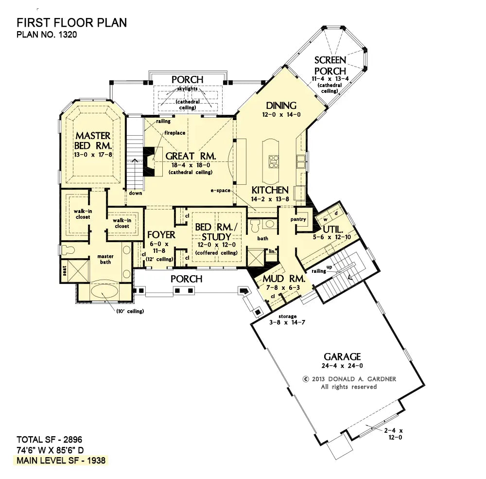 This is the first floor plan image for house plan 1320 The Butler Ridge