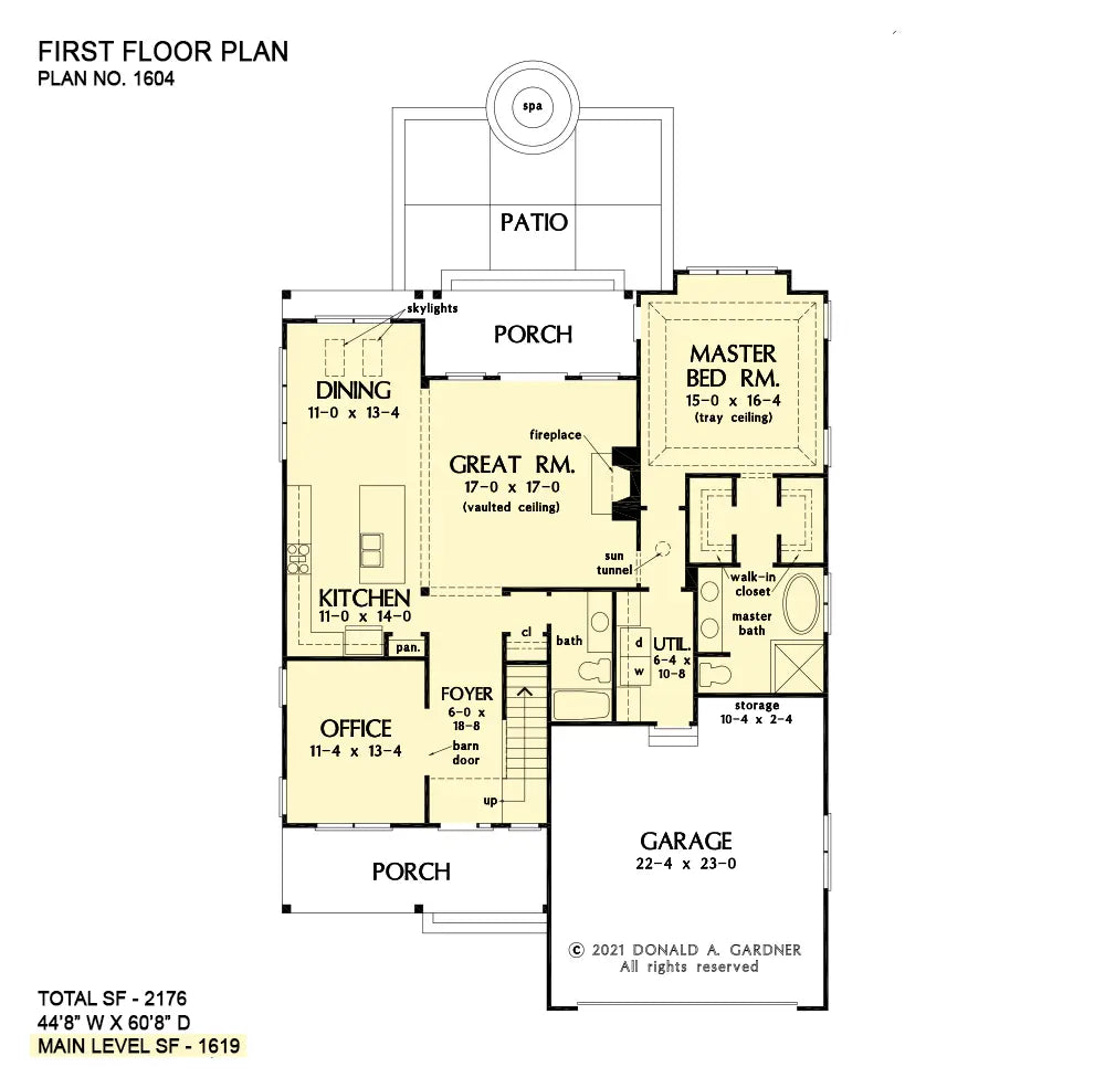 This is the first floor plan image for cottage house plan 1604 The Calvin