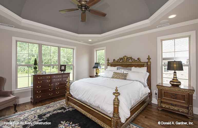 This is a picture of the master bedroom of the traditional house plan 1141 The Calypso