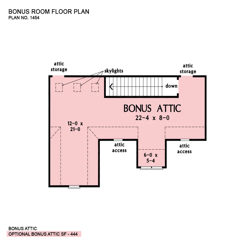 This is the bonus room floor plan image for modern farmhouse plan 1454 The Camille