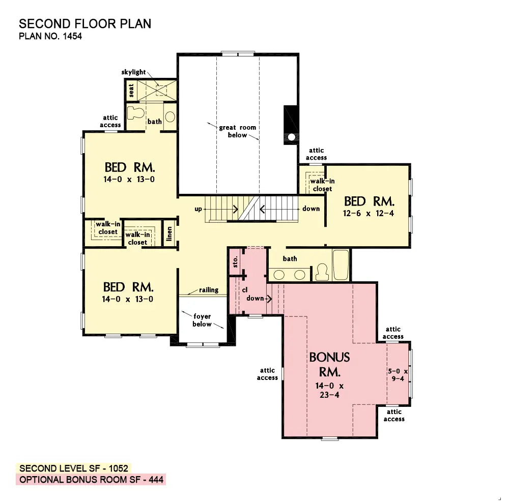 This is the second floor plan image for modern farmhouse plan 1454 The Camille