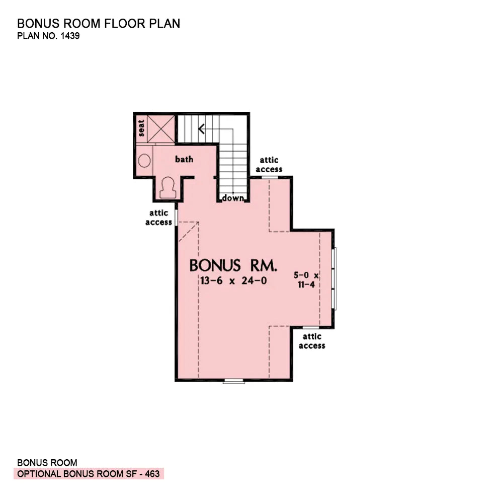 This is the bonus room floor plan image for ranch house plan 1439 The Carden