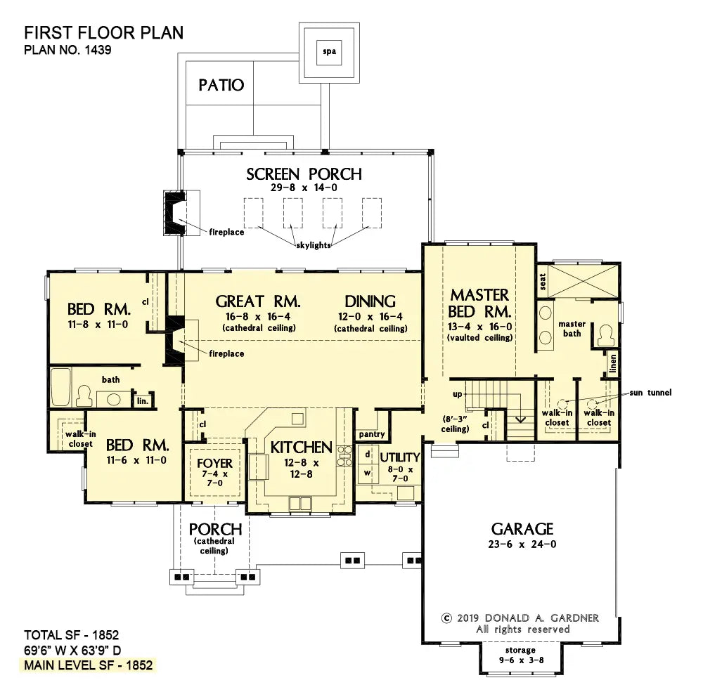 This is the first floor plan image for Craftsman house plan 1439 The Carden