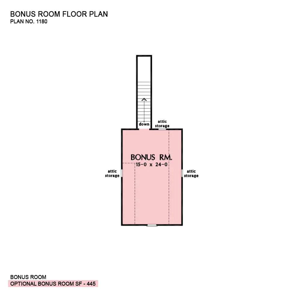 This is the bonus room floor plan image for traditional house plan 1180 The Carinthia