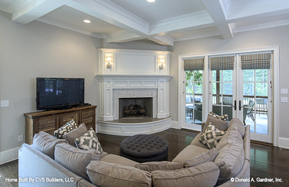 French glass patio doors in the living room. The Carrera plan 1178.