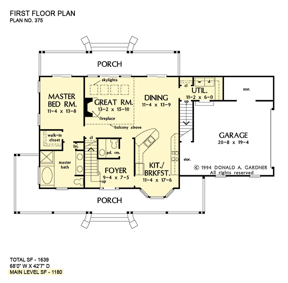 This is the first floor plan image for farmhouse plan 375 The Carrington