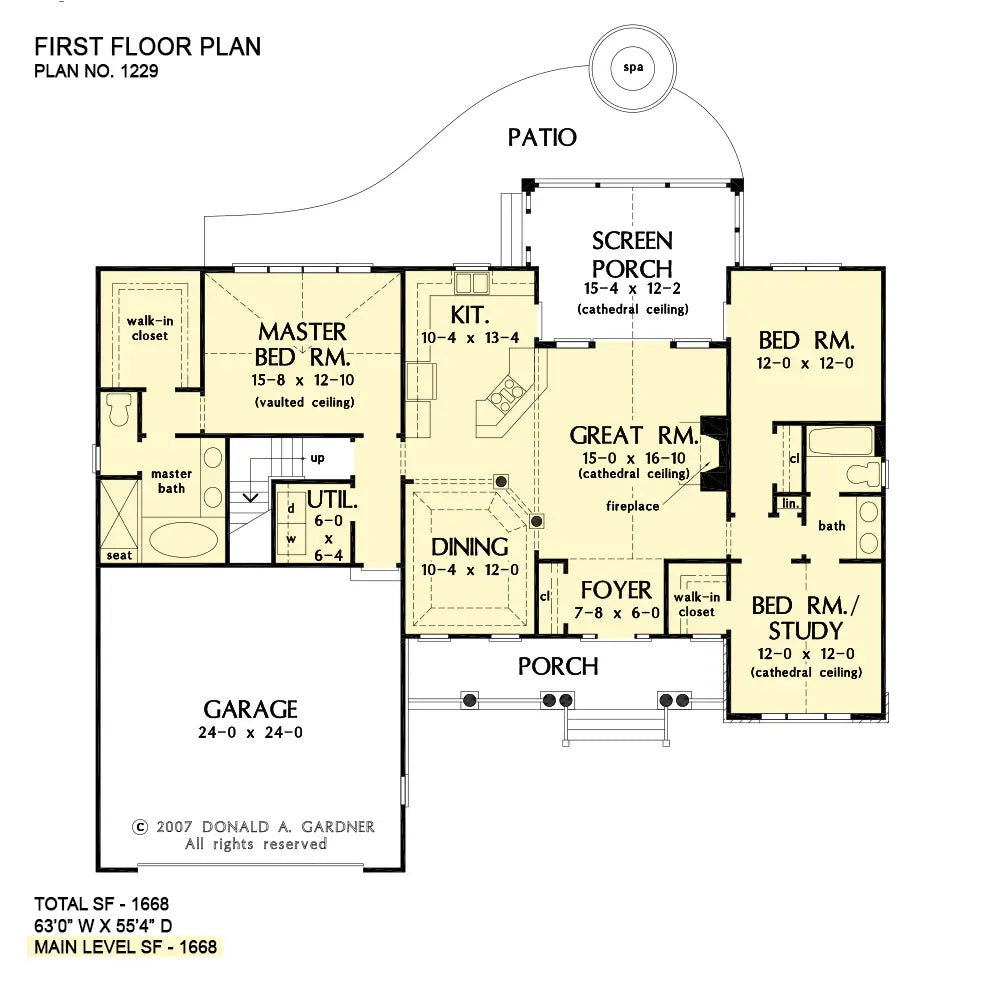 This is the first floor plan image for small house plan 1229 The Carrollton