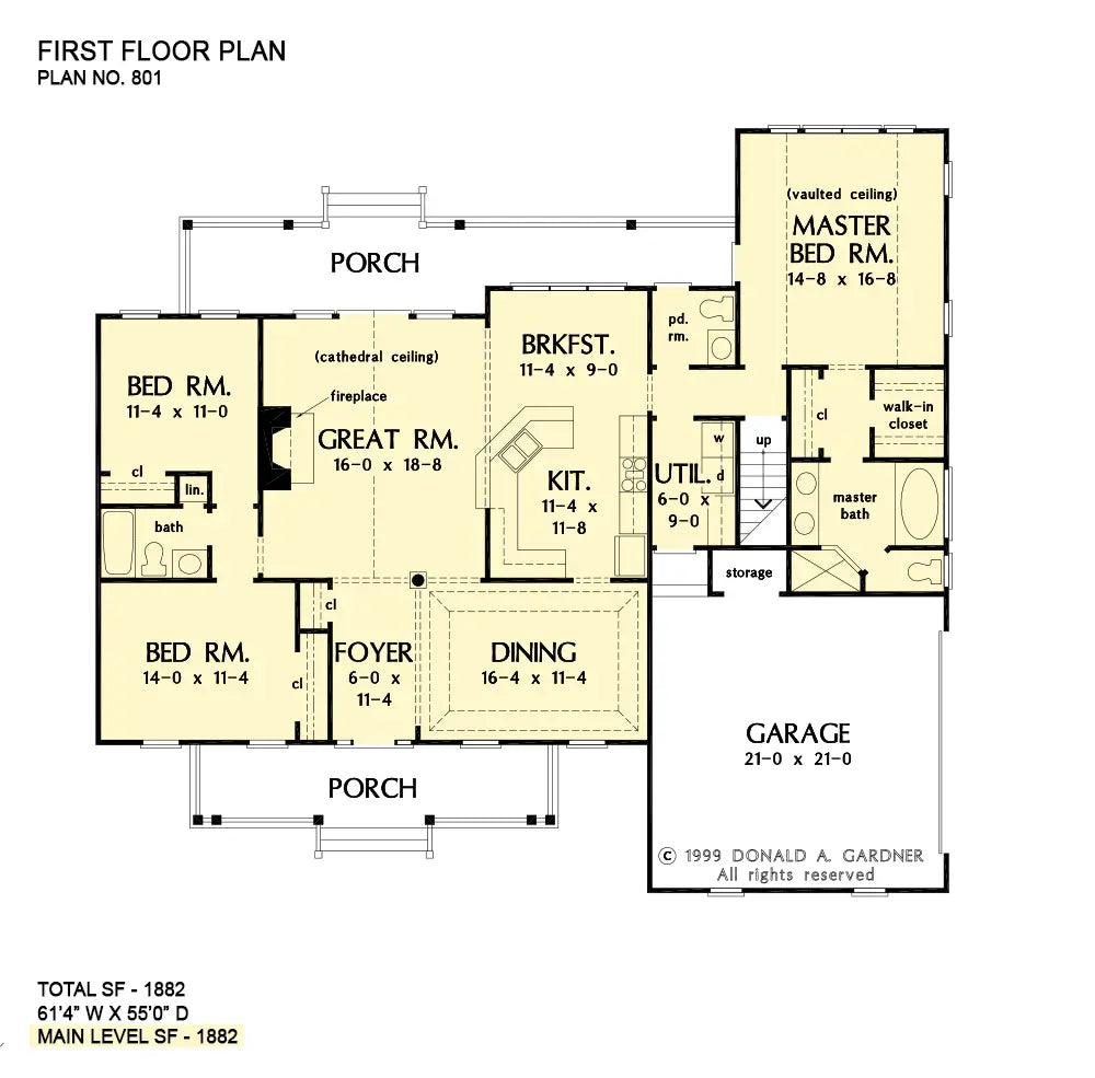 This is the first floor plan image for simple house plan 801 The Cartwright