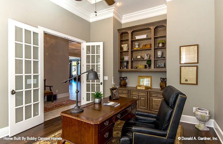 Built in shelves in the study. The Cedar Court plan 5004.