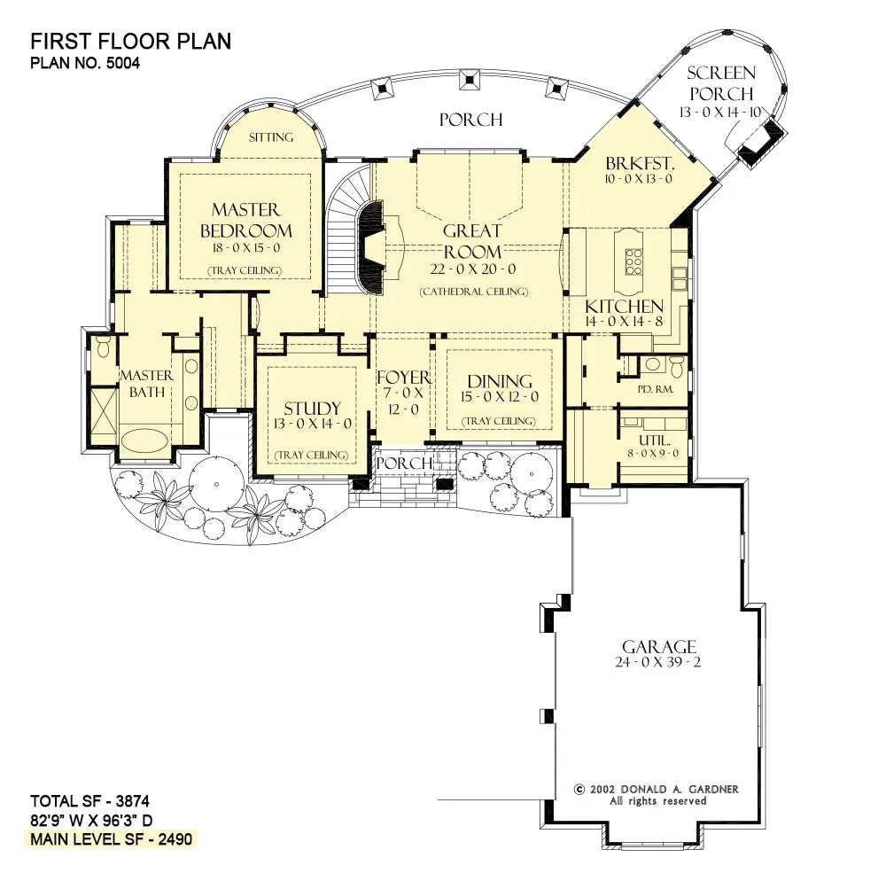 This is the first floor plan image for European house plan 5004 The Cedar Court