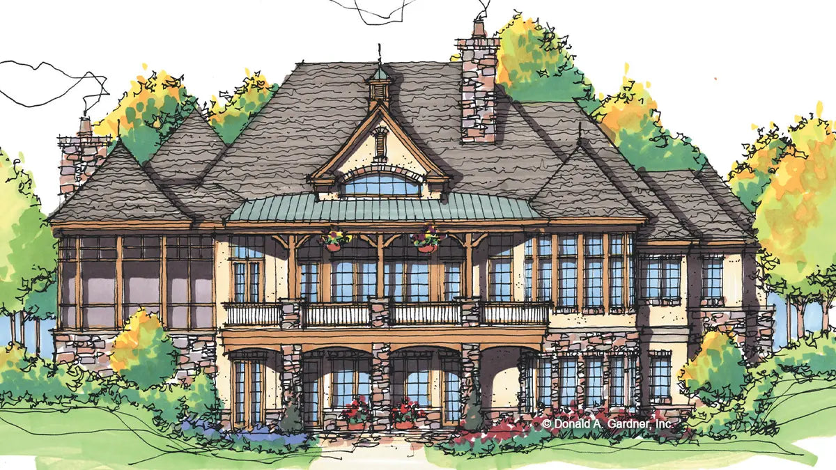 Rear view illustration. The Cedar Court plan 5004.