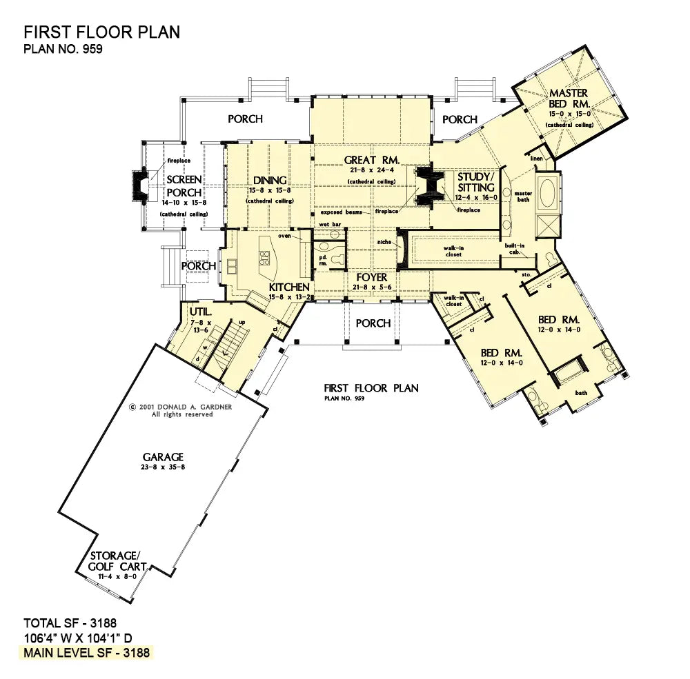 This is the first floor plan image for craftsman house plan 959 The Cedar Creek