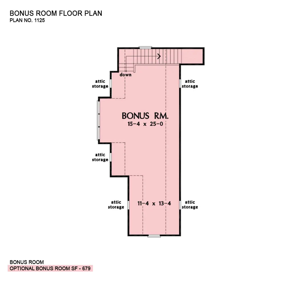 This is the bonus room floor plan image for luxury house plan 1125 The Cedar Ridge