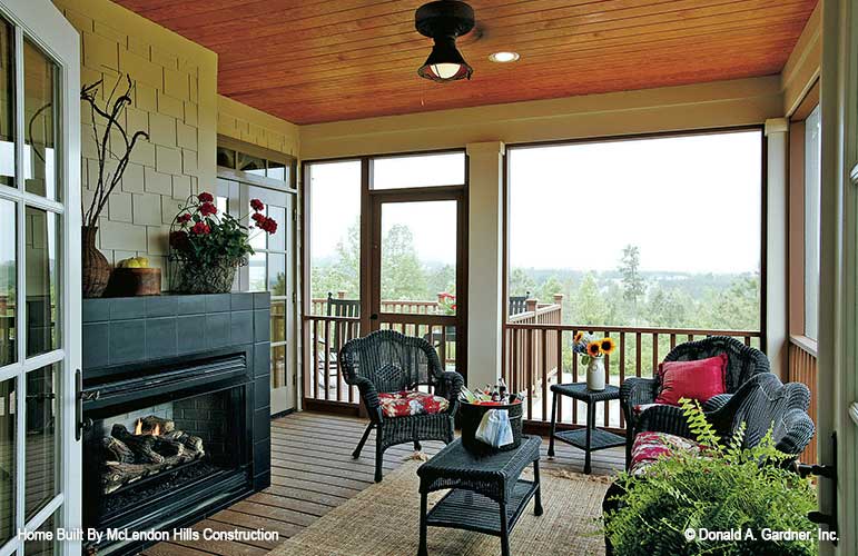 This is a picture of the screened porch for walkout basement house plan 1125 The Cedar Ridge