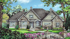 This is an illustration of the front of European house plan 1323 The Celeste
