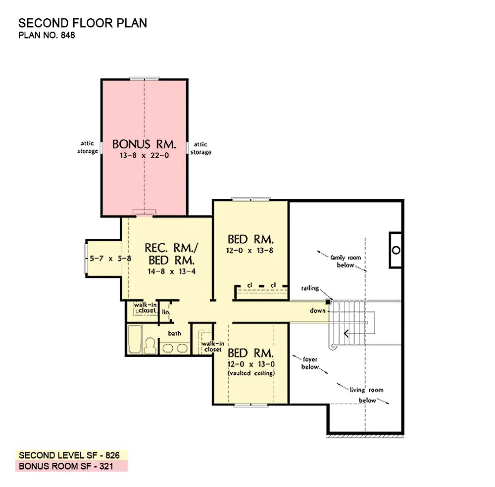 This is the second floor plan image for two story house plan 848 The Chadwicke