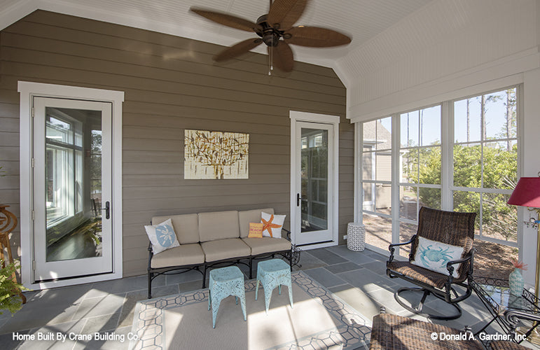 Screened porch view of luxury house plan 1253 The Chamberlaine