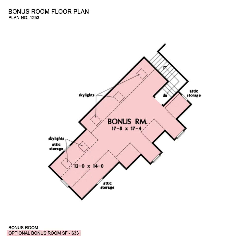 This is the bonus room floor plan image for ranch house plan 1253 The Chamberlaine