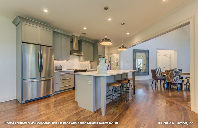 Kitchen and island with seating for Champlain house plan 1284