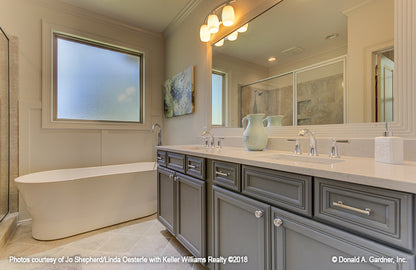 Master bathroom with vanity and tub picture for Champlain house plan 1284