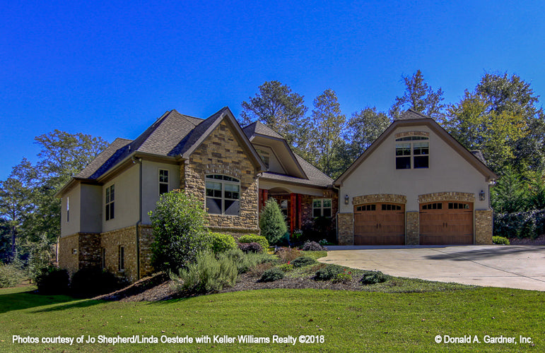 Garage and side pictured for Champlain house plan 1284