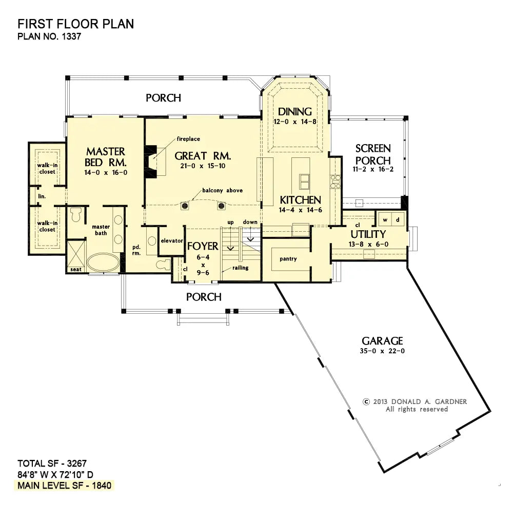 This is the first floor plan image for craftsman house plan 1337 The Chancellor