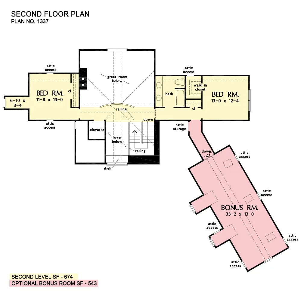 This is the second floor plan image for walkout basement house plan 1337 The Chancellor