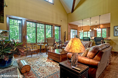 Lots of windows and natural light in the great room. The Chanticleer plan 810.