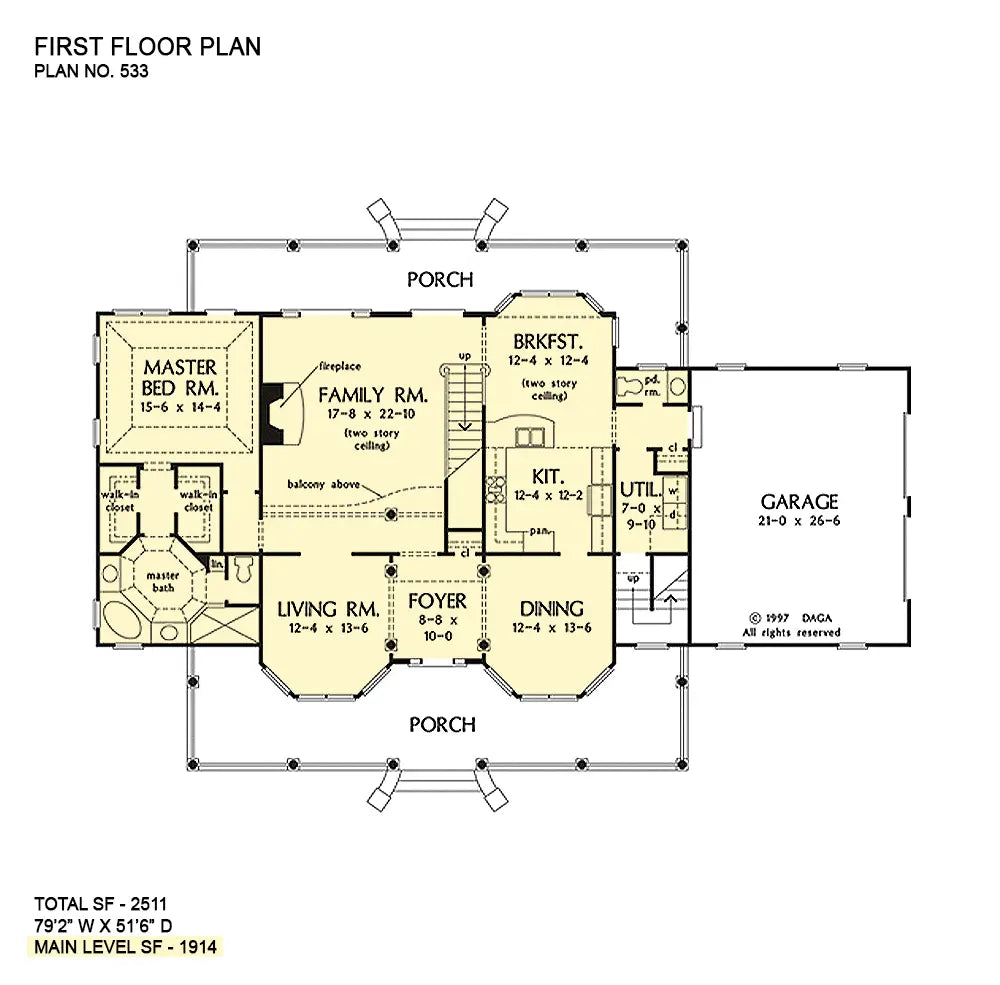 This is the first floor plan image for farmhouse plan 533 The Cherryvale