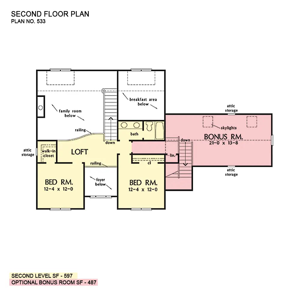 This is the second floor plan image for country house plan 533 The Cherryvale